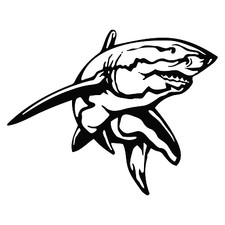 Great White Shark Fish Car Truck Window Wall Vinyl Decal Sticker 6 Inches Wide. Great White Shark Fish Car Truck Window Wall Vinyl Decal Sticker 6 Inches Wide.