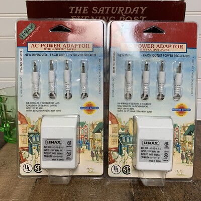 lemax village collection ac piwer adaptir 4 output jacks new set of 2