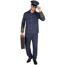 Herrenkostüm Pilot Piloten Kostüm Flugbegleiter Kapitän Uniform Flieger Fasching