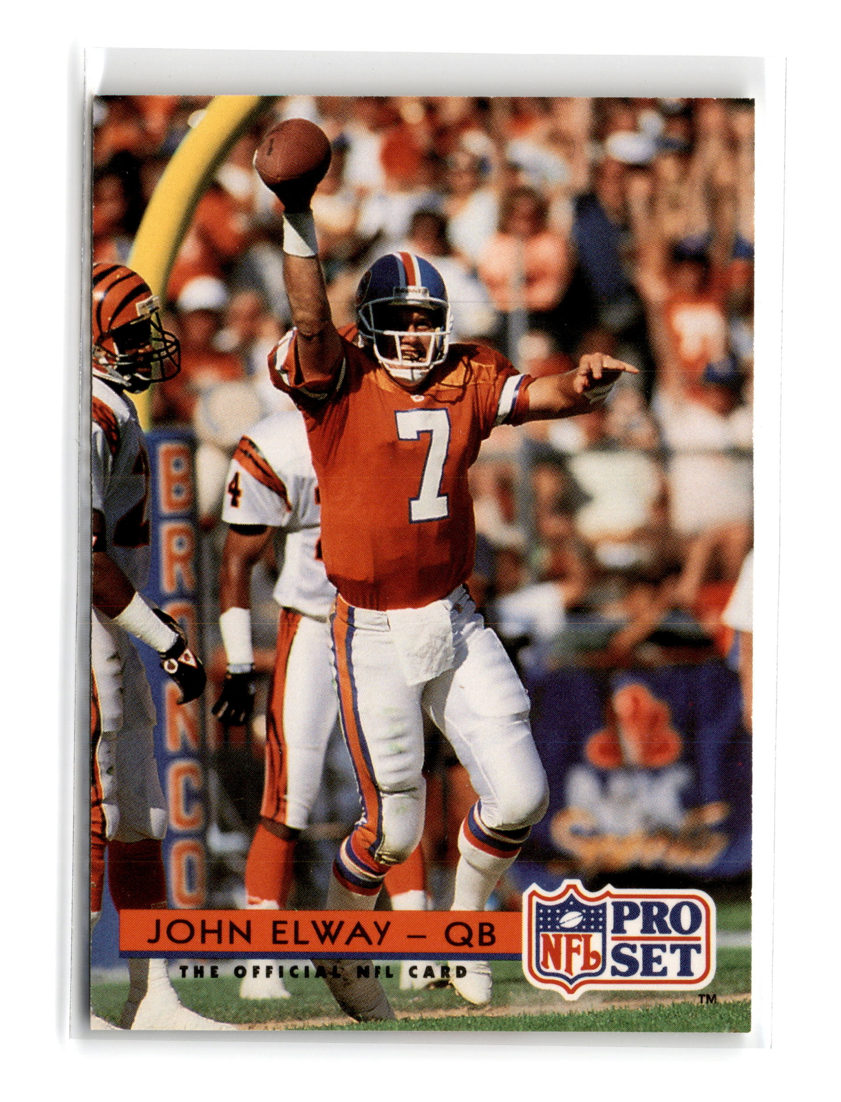 John Elway Football #155 1992 Pro Set FACT Mobil Denver Broncos