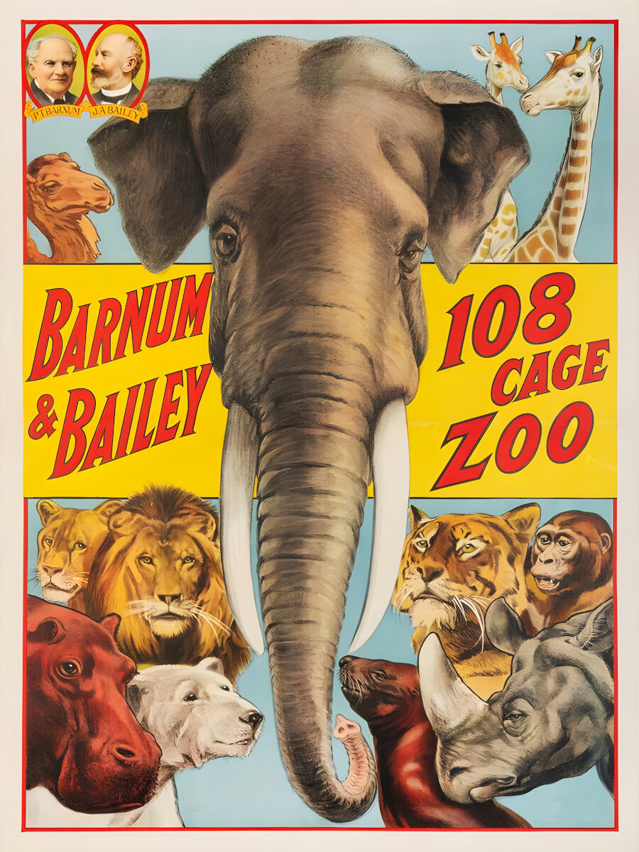 Elephant 108 Cage Exotic Zoo Animals Circus Advertisement Ad