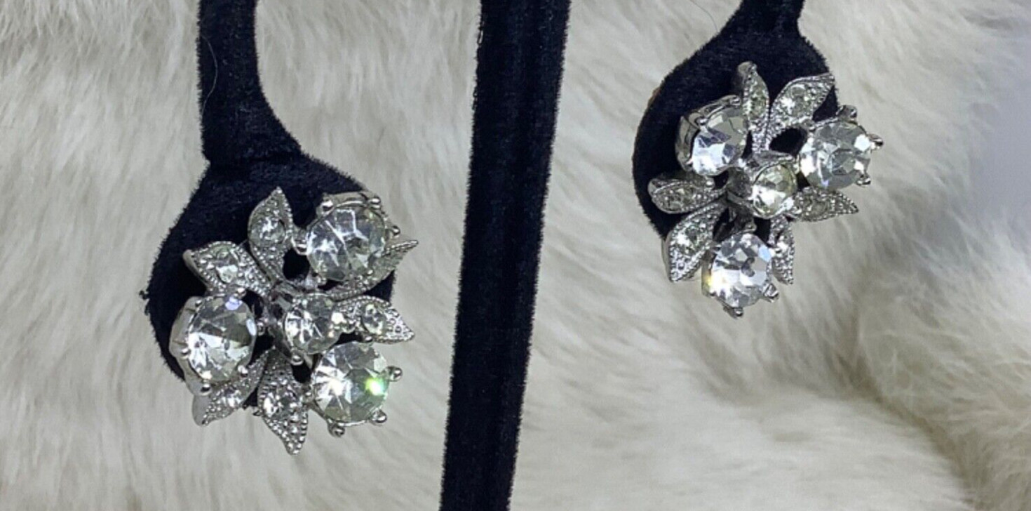 Vintage Retro Signed BOGOFF Silver Tone Crystal R… - image 4