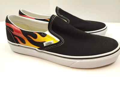 VANS OFF THE WALL FLAMES! SLIPON CLASSIC SKATESHOES 5.5 W, 4.0 M (MEASURED 8.5')