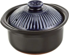 Thousand Old Burn Fuji Rice Pot 2 in Double Lid Dawning Blue Glazed S-4645