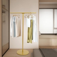 Modern Gold T-Shaped Adjustable Clothing Rack 100-150 cm Iron Round Base