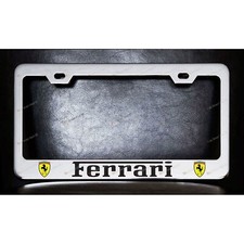 Ferrari Chrome Custom Made Metal License Plate Frame Screw Caps