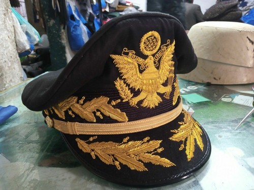 WW2 US Douglas MacArthur Hat Black Version Visor Caps - Picture 5 of 7