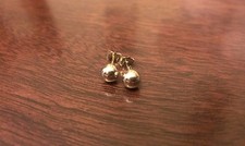 14K YELLOW GOLD BALL BEAD STUD EARRINGS 5mm POLISHED ROUND STUDS