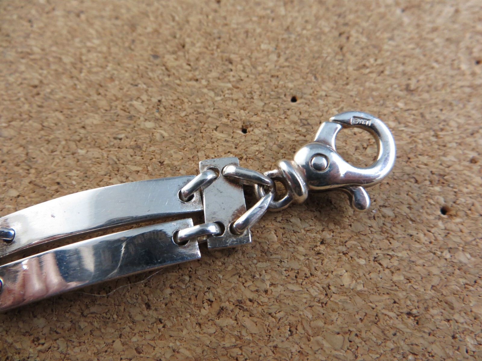 Heavy Sterling Silver Rectangular Panel Double Li… - image 3