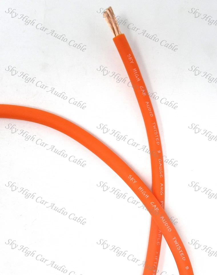 8 Gauge OFC AWG ORANGE Power Ground Wire Sky High Car Audio By The Foot GA ft
