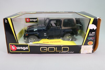 Burago Gold Collection - Jeep Wrangler Sahara 1/18 Bleue - LJ406, Occasion, Boîte Altérée