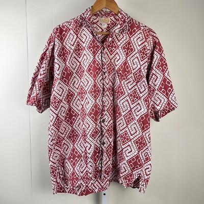 VTG Noa Noa Hawaiian Shirt Mens Large Button Up Short Sleeve Distressed Flaws