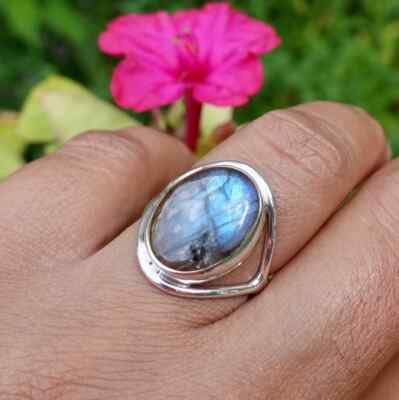 Labradorite925 Sterling Silver Band& Statement Ring Handmade Ring All Size-U-111