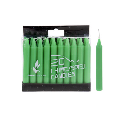 Mega Candles - Unscented 4'' Chime / Spell Taper Candles - Light Green, Set of 20