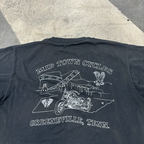 Vintage Motorcycle Shirt Men's Large Black 80s Biker Friends Japanese Americana* - Picture 9 of 12