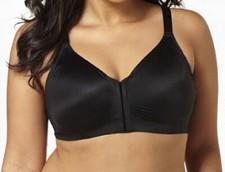 42DDD Bra Catherines BLACK Front-Close Full Coverage Wirefree Back Smoother Bra