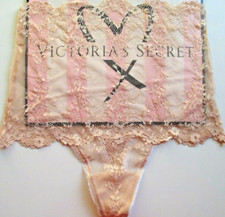 VICTORIA'S SECRET DREAM ANGELS High Waist Thong Panty VS Beige Blush Lace S NWT