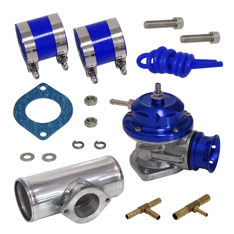 Type-RS 10PSI Blow Off Valve BOV +2.5" Flange Pipe Adapter Silicone Hose Kit BL — 第 2/4 张图片