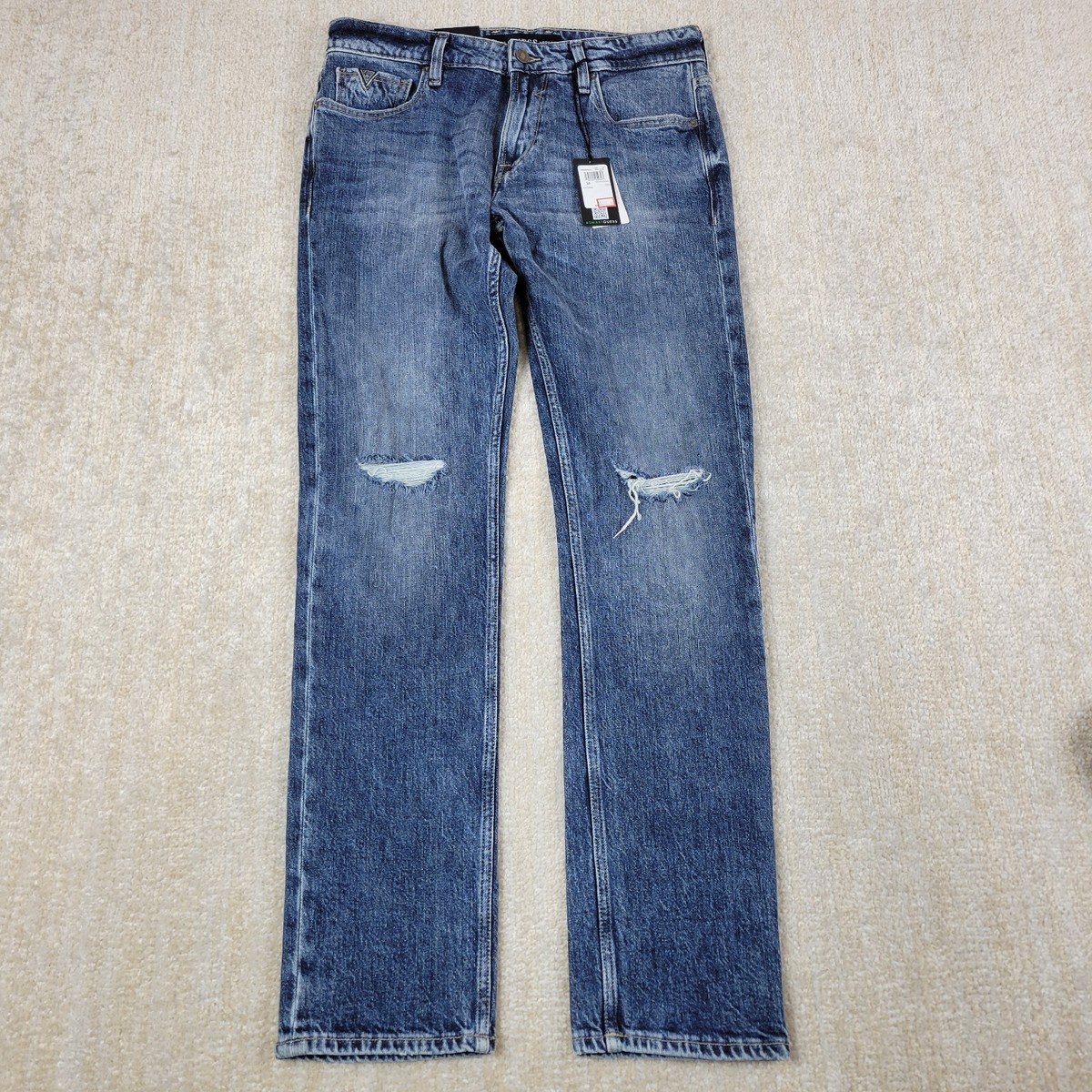 Jeans Pantalon 33x32 Guess Jeans Mens 33x32 Blue Slim Tapered