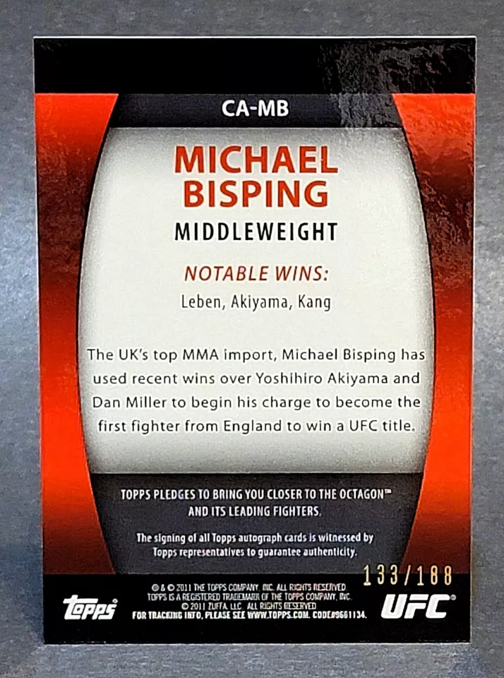 2011 Topps UFC Title Shot Contenders Autographs #CA-MB Michael Bisping 133/188 - Image 2 of 2