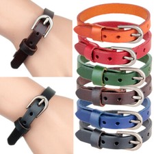 Men Women Punk Rock Wide Leather Belt Wristband Bangle Cuff Bracelet Adjustable