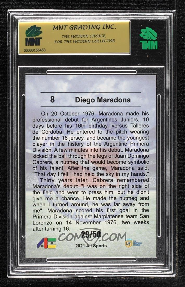 2020-21 All Sports #9 Diego Maradona MNT 9.5 graded BLUE 29/50 view 2