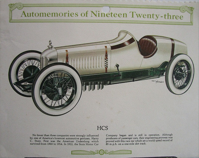 1923 H C S racecar car calendar print (white, no top)