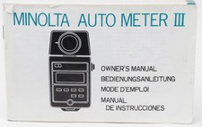 Original Minolta Auto Meter III Instruction User Manual - Multi-Language