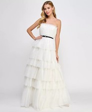 SAY YES Juniors' Tulle & Faux Pearl Tiered Ball Gown White Size 15/16 $179