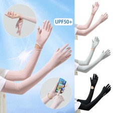 56.5CM Women Summer Ice Silk Sunscreen UV Protection Thin Long Gloves UPF 50 N