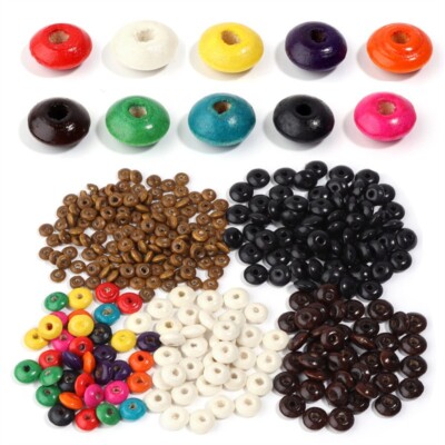 100~500pcs Wood Beads Spacer Rondelle Coffee Black Beige Colorful Beads 6~14mm