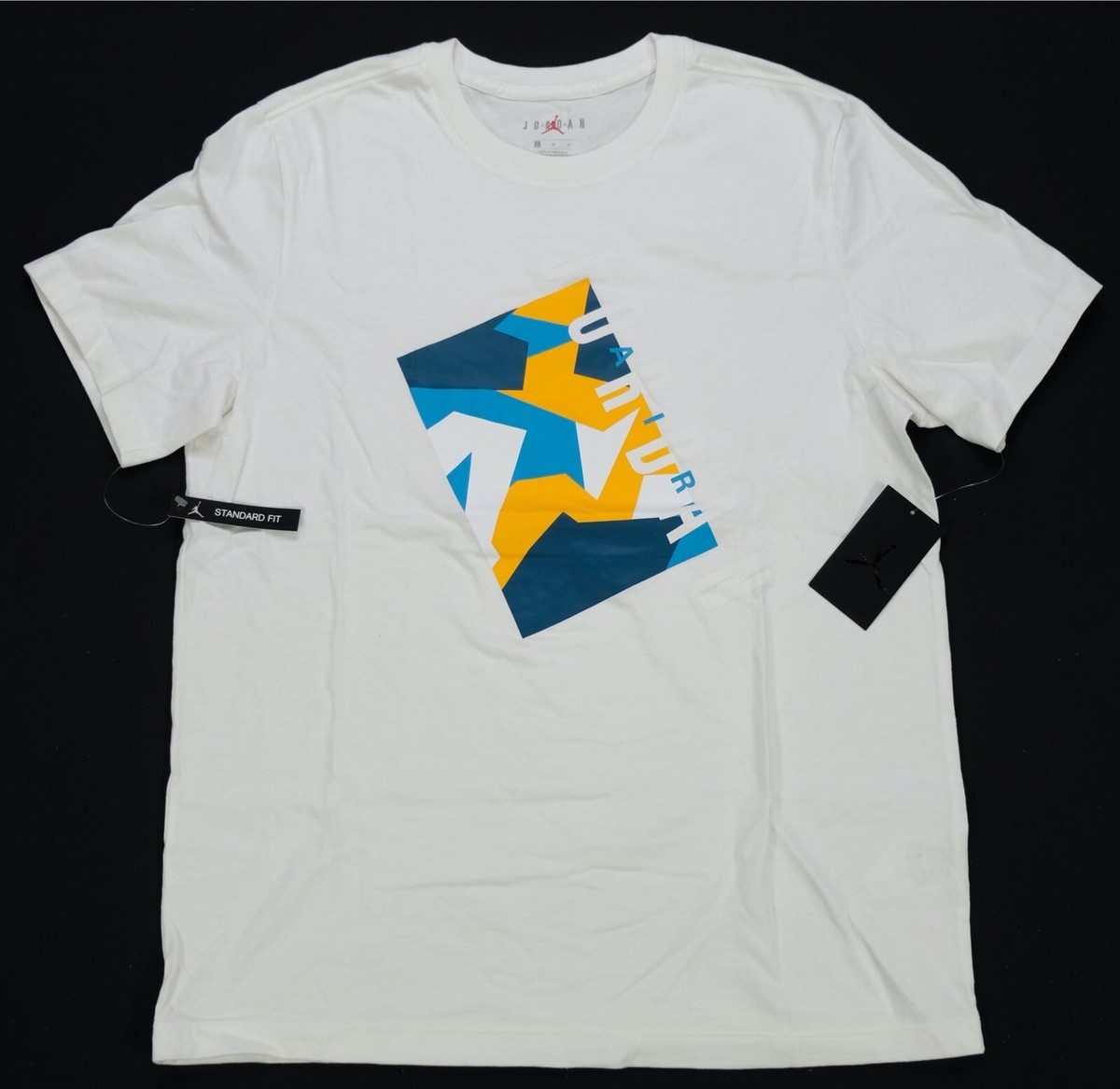 Rare Vintage AIR JORDAN Spell Out Abstract Art Graphic T Shirt 
