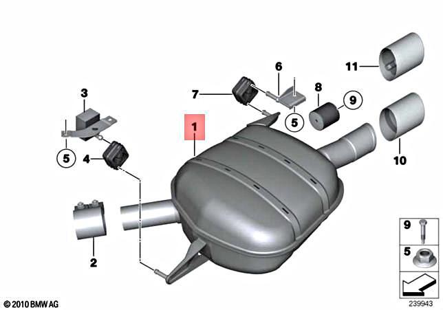 Genuine BMW F06 F12 F13 640i Rear Silencer Right With Exhaust Flap 