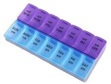 7 Day Weekly Pill AM PM Organizer Pill Case Pill Box meication storage 2 pack