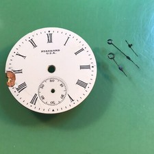 Standard USA Pocket Watch Enamel 28.96 mm Dial w/ Hands / R151