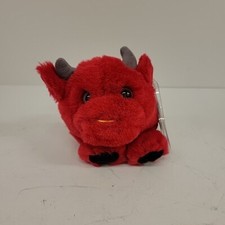 Vintage 1998 Puffkins Bruno the Red Bull Round Plush DOB 2/17/98 NEW With Tags