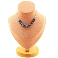 Steine Und MinéRaux. Halskette 10 Perlen Jaspis Blau 8 Mm. Kette Stahl Inoxyda