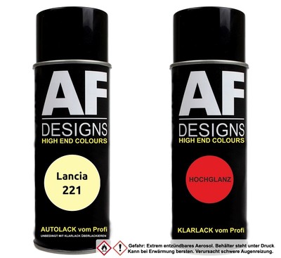 Autolack Spraydose Set Lancia 221 Giallo Primula Basislack Klarlack Sprühdose 40