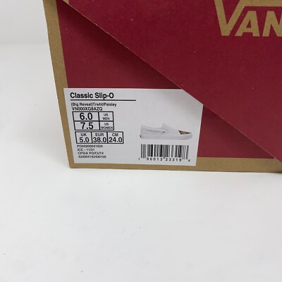 Vans Unisex Classic White Slip On Big Reveal Shoes Flame Fire