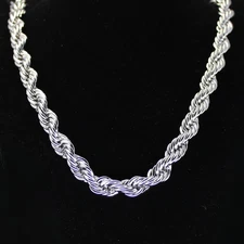 Mens 24" Thick RopeChain 10mm Silver Plated Necklace Hip Hop High Quality