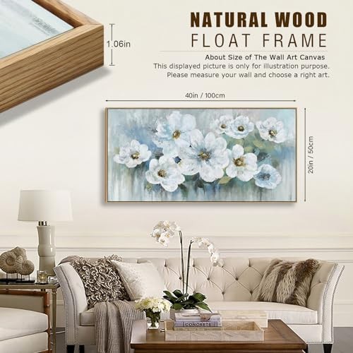 Flowers Canvas Wall Art - Pictures 40L" x 20W" Rustic White Flowers Framed - Picture 3 of 7