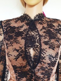 RARE!&pound;1,295 AGENT PROVOCATEUR SOIREE CELESTINE BLACK/PEACH SHIRT UK12/US6-8/IT44