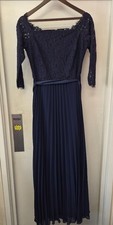 Womens COAST Navy Long Sleeve Full Length Pleated Occasion Dress UK 12 CG P20