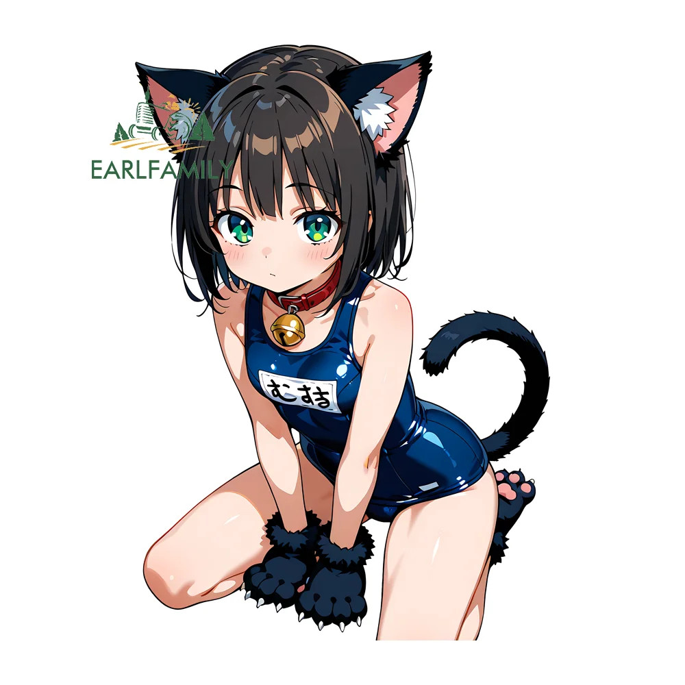 EARLFAMILY 5.1'' Girl Cosplay Cat Car Sticker Decal Car Accessories Decoration thumbnail 6