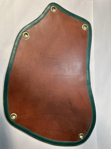 Leather Ponying Shoulder Guard – Protective Pony Shoulder Shield – Green Trim