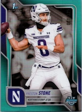 2025 Bowman University Chrome #198 Preston Stone Aqua Refractor #/325