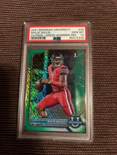 2021 Bowman University Chrome Prosp Green Shimmer Ref /99 Malik  Willis PSA  10