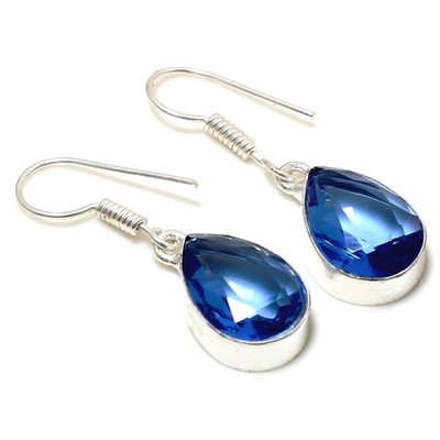 Tanzanite Quartz Pear Shape Gemstone Earrings Unique Gift Handmade Jewelry 1.20''