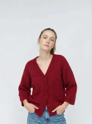 Gilet Pinobery rouge en mohair - American Vintage - Photo 1/4