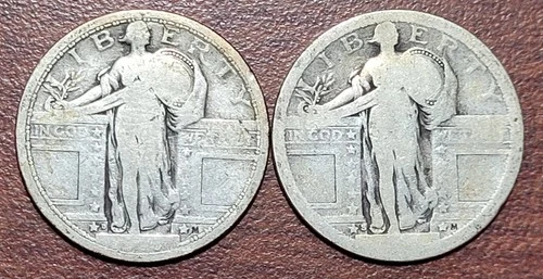 1917-D & 1917-S Type I Standing Liberty Quarters Matched PAIR Good & Good+
